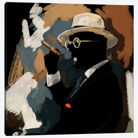 Cigar Lounge In Black Canvas Print #SFM99} by Sunflowerman Canvas Art Print