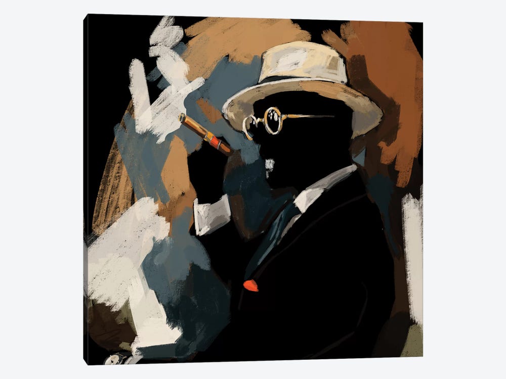 Cigar Lounge In Black by Sunflowerman 1-piece Canvas Print