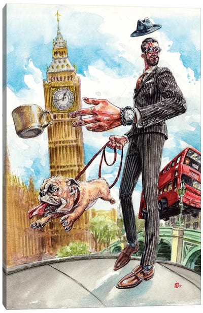 A London Life Canvas Art Print - Bulldog Art
