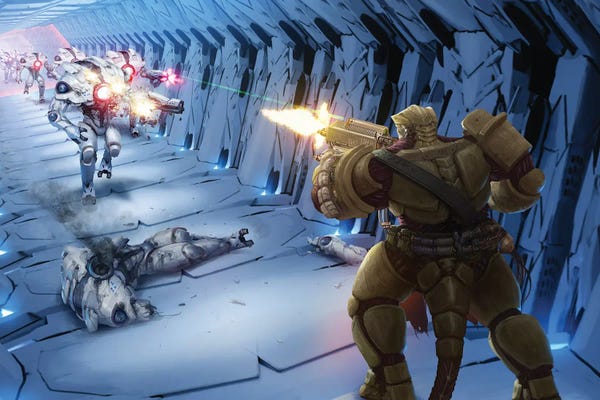 Cards & Board Games: Obozaya Gunning Down Robots by Starfinder