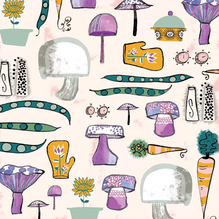 Mushroom Kitchen by Sara Franklin wall art