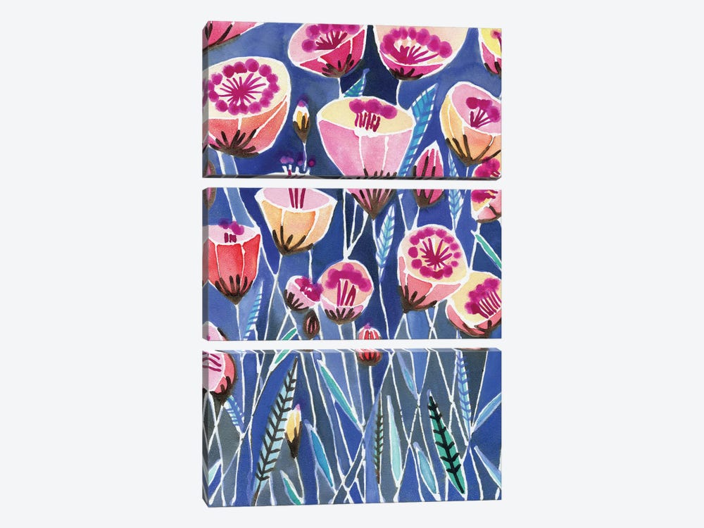 Poppies Of Caliofornia by Sara Franklin 3-piece Canvas Print