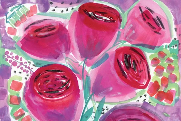 Abstract Watercolors: Red Roses by Sara Franklin