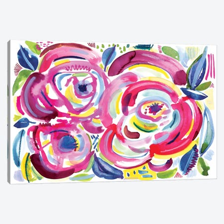 Roses In Bloom Canvas Print #SFR133} by Sara Franklin Canvas Wall Art