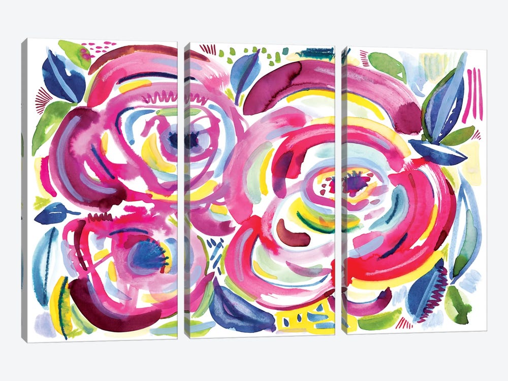 Roses In Bloom by Sara Franklin 3-piece Canvas Art