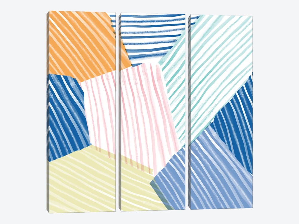 Sea Stripes by Sara Franklin 3-piece Canvas Artwork