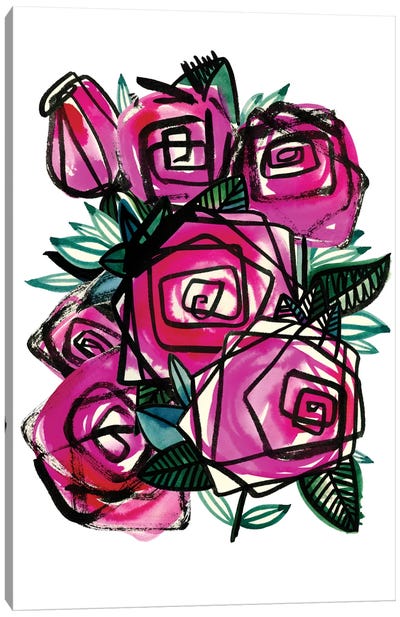 Wild Roses Canvas Art Print - Sara Franklin