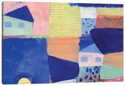 Blue Houses Canvas Art Print - Sara Franklin
