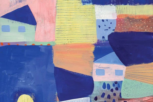 Psychedelic Coral: Blue Houses by Sara Franklin