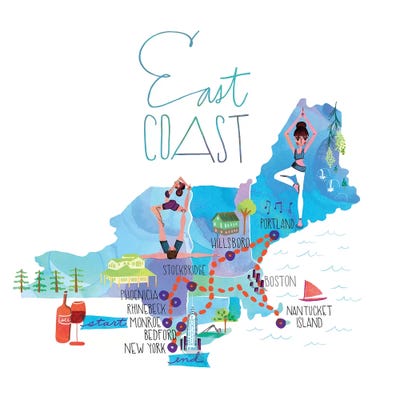 East Coast Trip Map by Sara Franklin art print