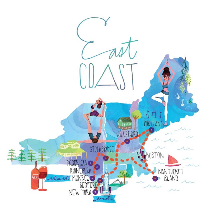 East Coast Trip Map by Sara Franklin wall art