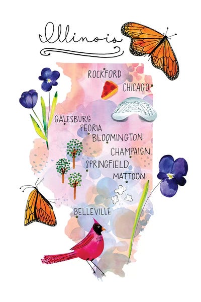 Kids Map Art: Illinois Map by Sara Franklin