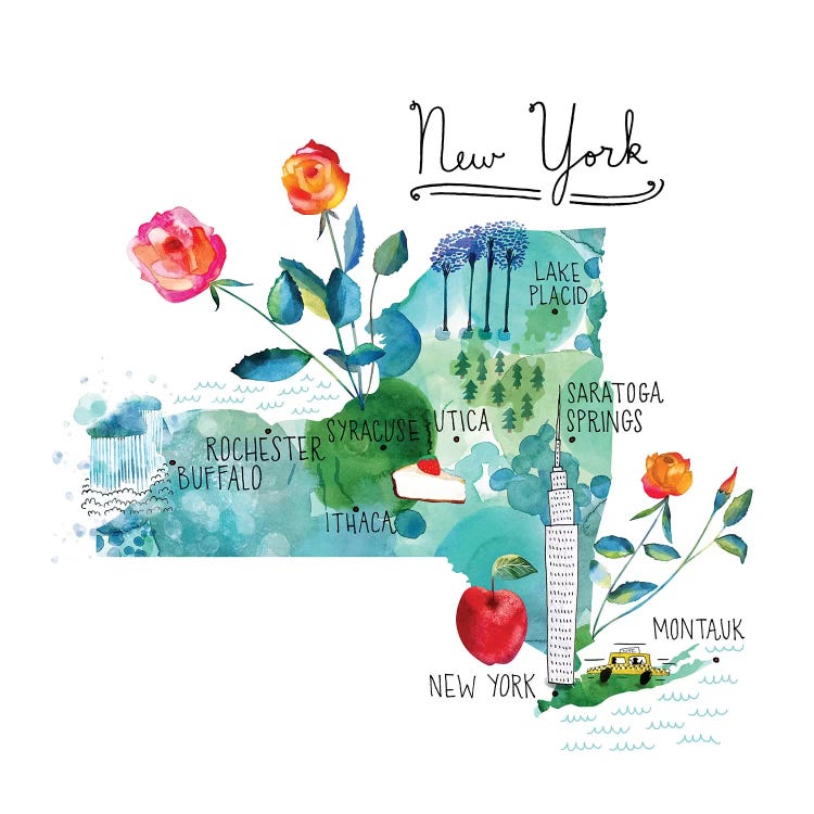 Map Of New York by Sara Franklin wall art