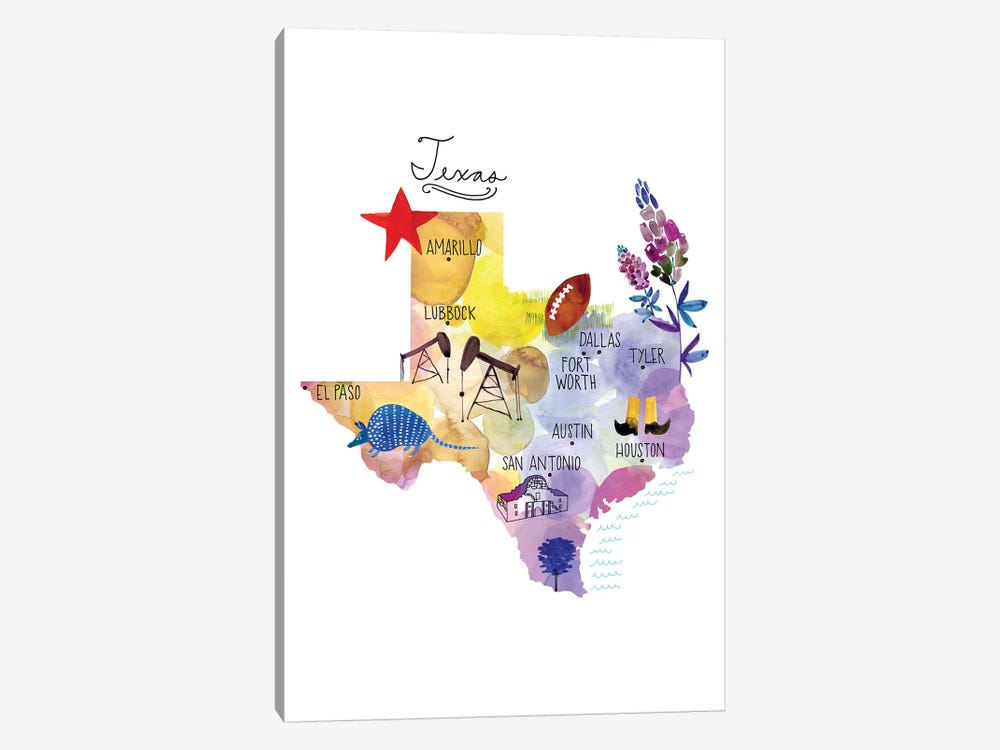 Map Of Texas by Sara Franklin 1-piece Art Print