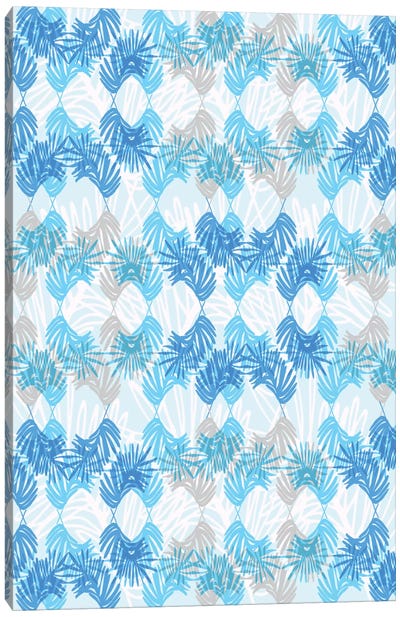 Blue Palms Canvas Art Print - Blue & Gray Art