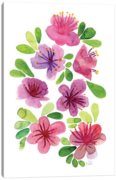 Pink Azaleas Canvas Art Print - Sara Franklin