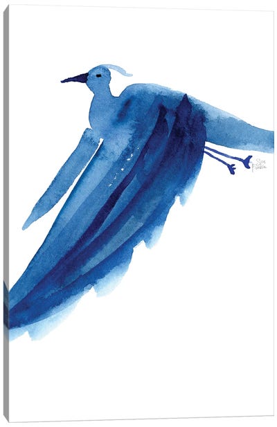 Blue Heron Canvas Art Print - Sara Franklin