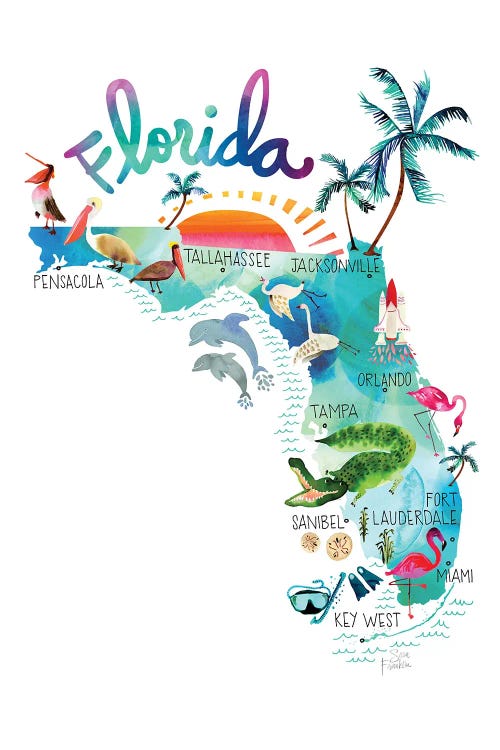 Florida Map by Sara Franklin wall art