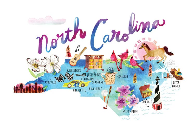 North Carolina Map by Sara Franklin wall art