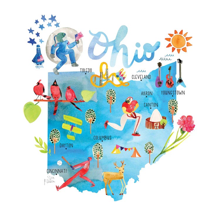 Ohio Map by Sara Franklin wall art