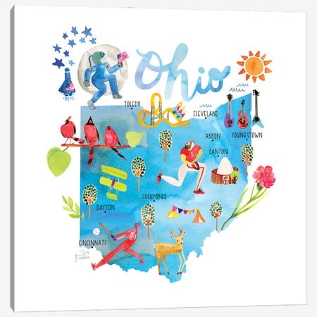 Ohio Map Canvas Print #SFR230} by Sara Franklin Canvas Print