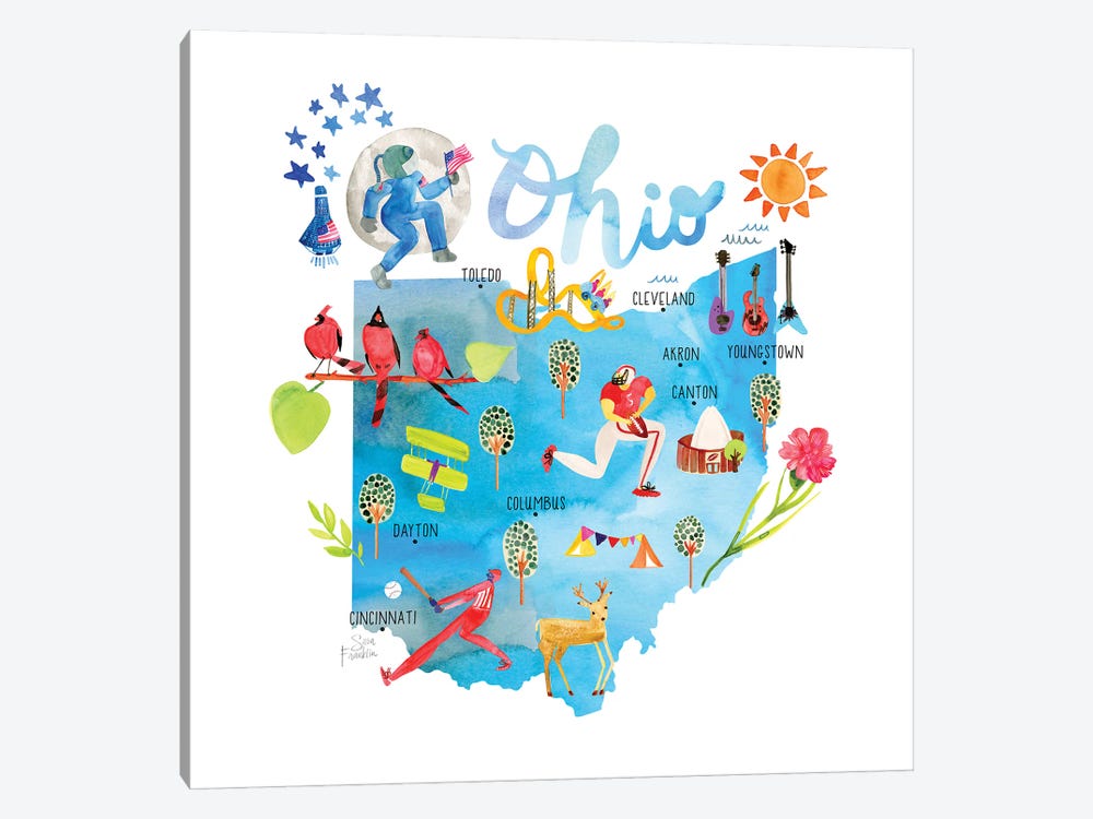 Ohio Map by Sara Franklin 1-piece Art Print