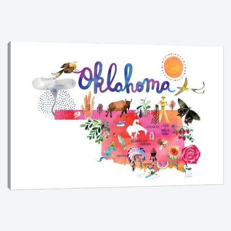 Oklahoma Map Canvas Print #SFR231} by Sara Franklin Canvas Art Print