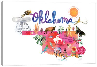 Oklahoma Map Canvas Art Print - Sara Franklin