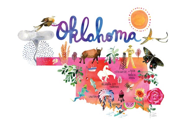 Oklahoma: Oklahoma Map by Sara Franklin