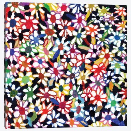 Rainbow Flower Fields Canvas Print #SFR232} by Sara Franklin Canvas Art Print