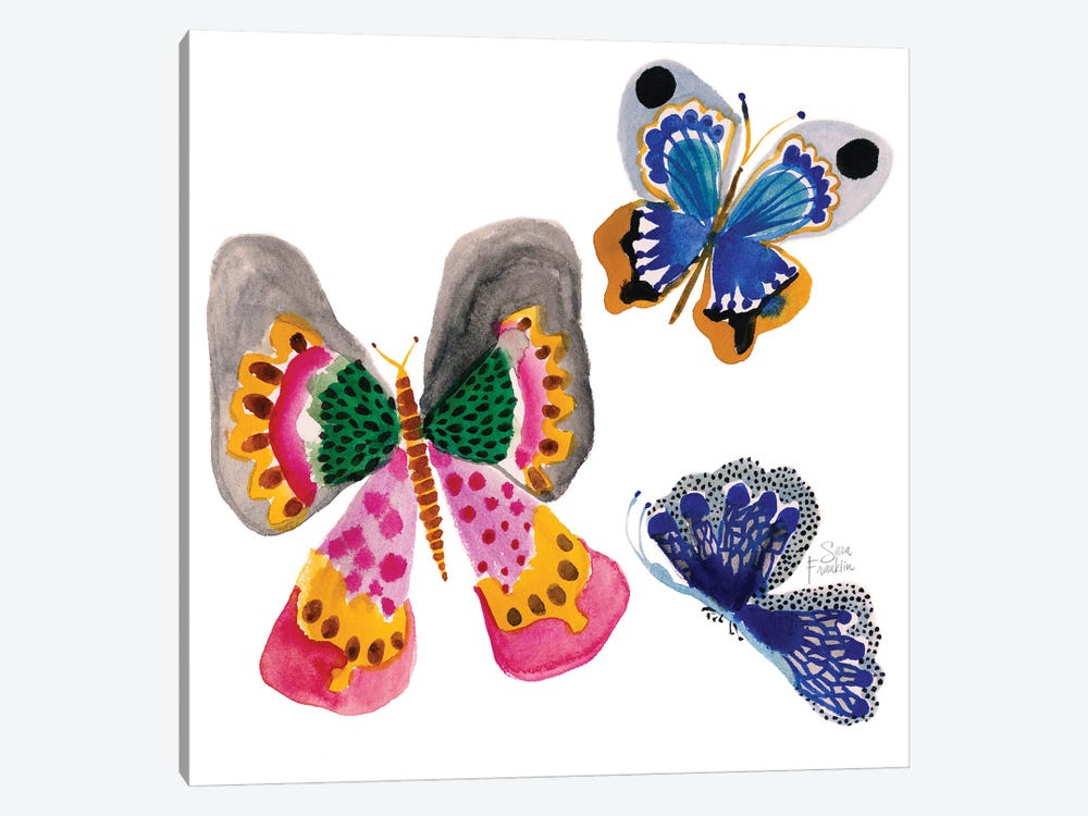 Floating Butterflies by Sara Franklin 1-piece Canvas Print