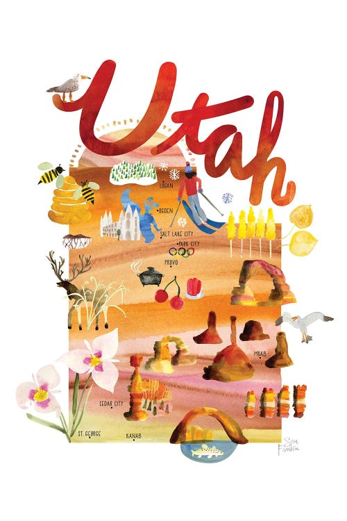 Utah Map by Sara Franklin wall art