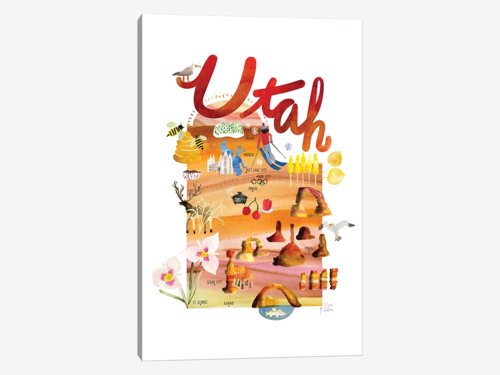 Utah Map by Sara Franklin 1-piece Art Print