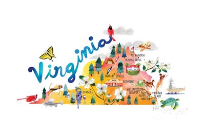 Virginia Map by Sara Franklin framed wall art