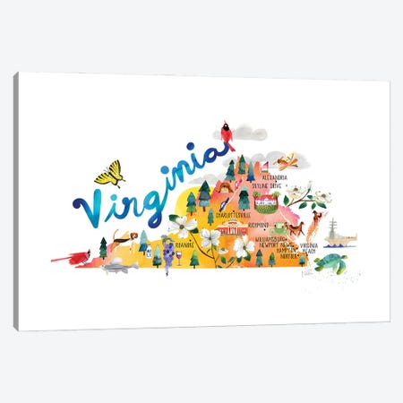 Virginia Map Canvas Print #SFR237} by Sara Franklin Canvas Artwork