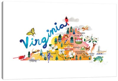 Virginia Map Canvas Art Print - Sara Franklin