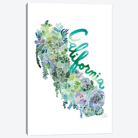 California Succulents Map Canvas Print #SFR242} by Sara Franklin Canvas Wall Art
