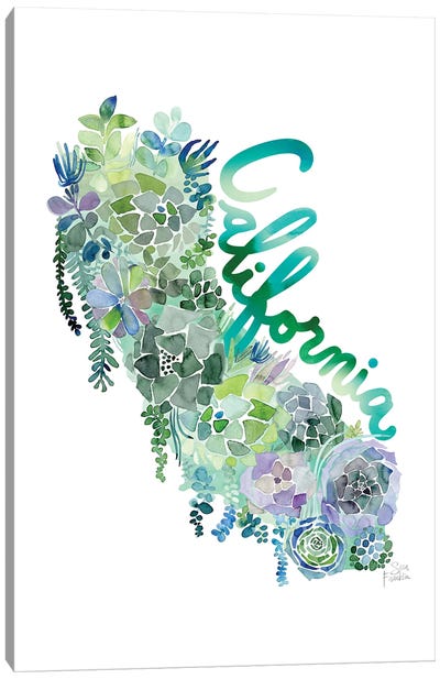 California Succulents Map Canvas Art Print - Sara Franklin