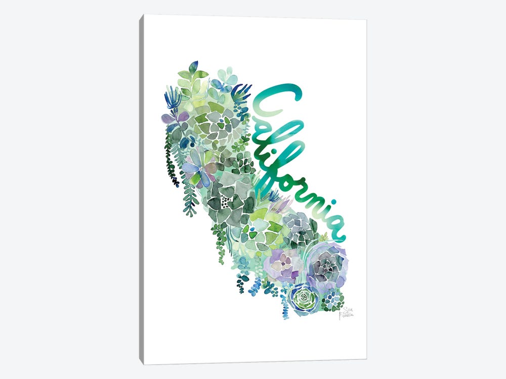 California Succulents Map by Sara Franklin 1-piece Canvas Art