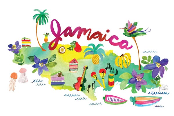 Caribbean Culture: Jamaica Map by Sara Franklin