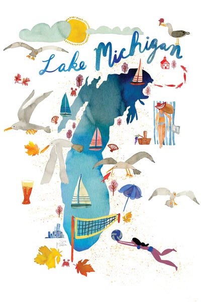 Sara Franklin: Lake Michigan Map by Sara Franklin