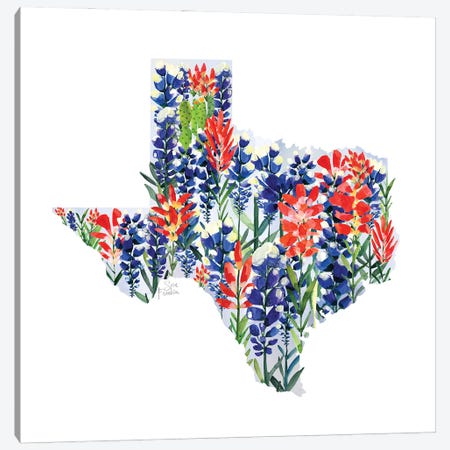 Texas Bluebonnets Map Canvas Print #SFR245} by Sara Franklin Art Print