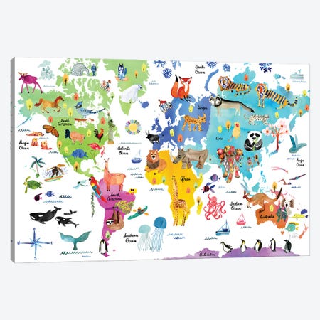 World Map Canvas Print #SFR246} by Sara Franklin Canvas Art Print