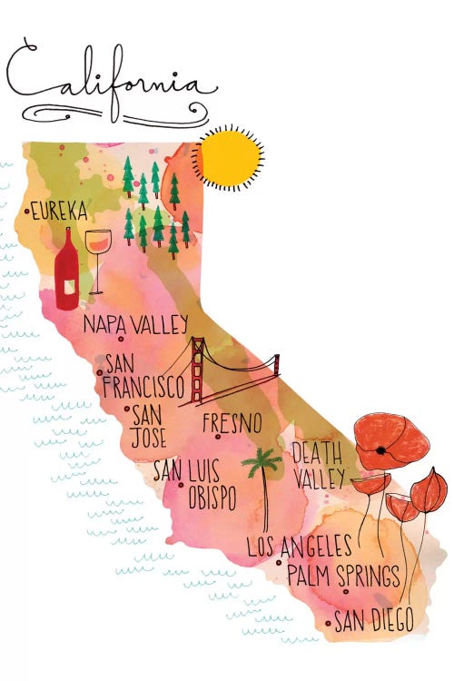 California Map by Sara Franklin wall art