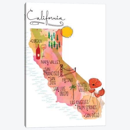California Map Canvas Print #SFR30} by Sara Franklin Canvas Artwork
