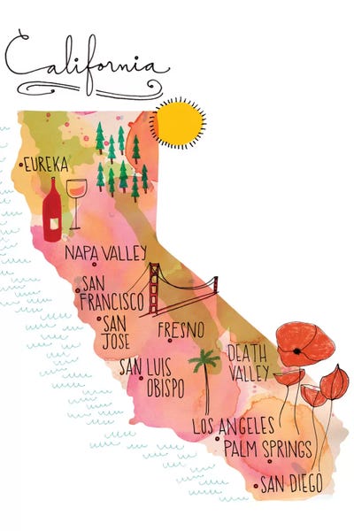 Sara Franklin: California Map by Sara Franklin