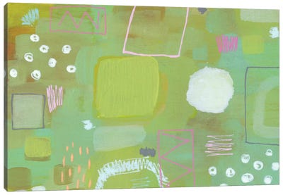 Finding Peace Canvas Art Print - Green & Pink Art