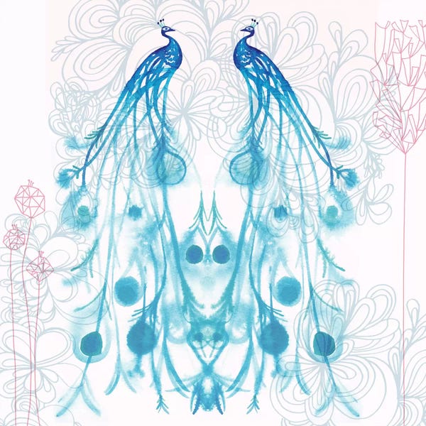 Peacocks: Mirrored Peacocks by Sara Franklin