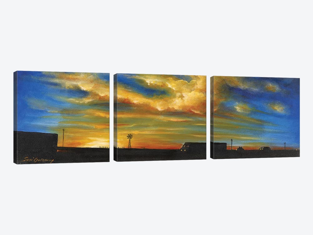 On Route 66 To Amarillo by Susi Galloway 3-piece Canvas Artwork