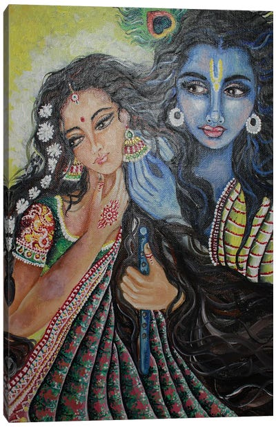 Radha Krishna Deep Love Canvas Art Print - Indian Décor